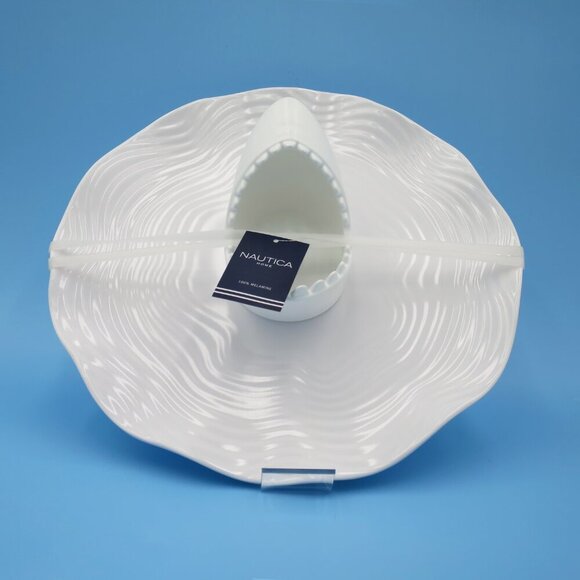NEW Nautica Melamine Great White Shark Chip + Dip Platter 2 pc Set 12” Diameter - Picture 1 of 14